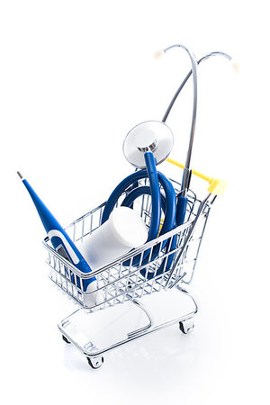 simsearch:400-05886915,k - Medical equipment supplies in a shopping cart: medical accessories shop and home healthcare items concept Photographie de stock - Aubaine LD & Abonnement, Code: 400-09273814