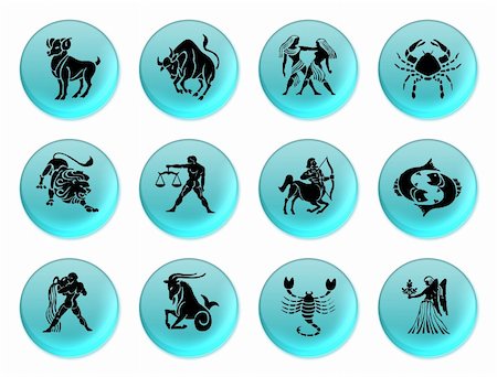 simsearch:400-04425960,k - Set of icons for twelve zodiac signs Foto de stock - Super Valor sin royalties y Suscripción, Código: 400-03907818