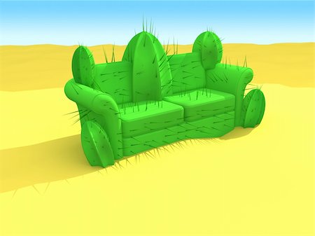 Cactus-sofa in the desert. Stockbilder - Microstock & Abonnement, Bildnummer: 400-03907890