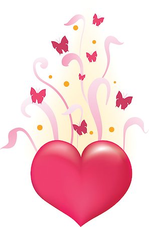 simsearch:400-07954156,k - Valentine's heart with butterflies, white background Foto de stock - Royalty-Free Super Valor e Assinatura, Número: 400-03908545