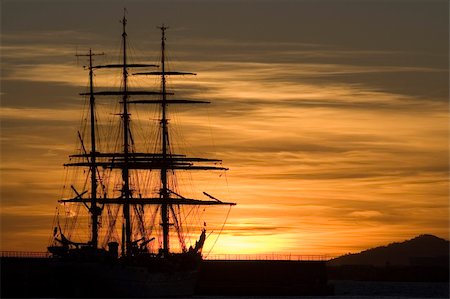 clipper under sunset Stock Photo - Budget Royalty-Free & Subscription, Code: 400-03908660