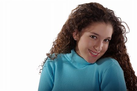 simsearch:400-04429821,k - Happy teenager with naturally curly hair Foto de stock - Royalty-Free Super Valor e Assinatura, Número: 400-03908813