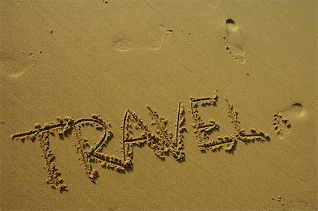 simsearch:696-03398813,k - travel written in the sand on a beach Foto de stock - Super Valor sin royalties y Suscripción, Código: 400-03908946