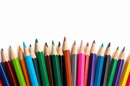 simsearch:622-06163998,k - Assortment of coloured pencils with shadow on white background Stock Photo - Budget Royalty-Free & Subscription, Code: 400-03908984