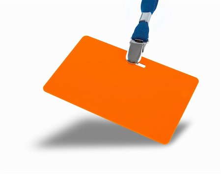 simsearch:700-00795526,k - Orange badge and blue lanyard isolated against white background Stock Photo - Budget Royalty-Free & Subscription, Code: 400-03909130