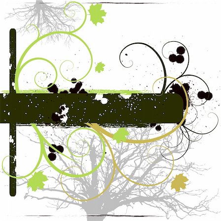 simsearch:6111-06728329,k - Vector - Grunge effect with copy space, vine foliage and stains. Photographie de stock - Aubaine LD & Abonnement, Code: 400-03914391