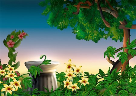 simsearch:400-03914561,k - Park and flowers - Highly detailed cartoon background 45 - illustration Stock Photo - Budget Royalty-Free & Subscription, Code: 400-03914558
