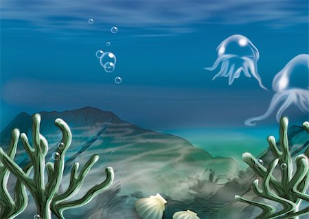 sous-marin (vaisseau) - Underwater scene - Highly detailed cartoon background 59 - illustration Photographie de stock - Aubaine LD & Abonnement, Code: 400-03914572