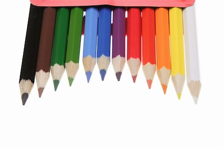 Twelve color pencils, located not as the crow flies Stockbilder - Microstock & Abonnement, Bildnummer: 400-03914920