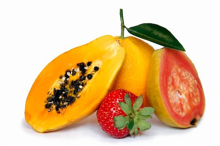 simsearch:400-03939080,k - Healthy fruit assortment with guava,strawberry,orange and papaya Foto de stock - Super Valor sin royalties y Suscripción, Código: 400-03914936