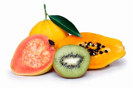 simsearch:400-06880740,k - Healthy fruit assortment with guava papaya kiwi and orange Foto de stock - Super Valor sin royalties y Suscripción, Código: 400-03914949