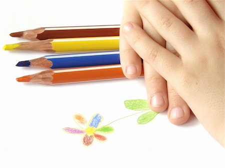 simsearch:690-06188906,k - fragment of the child's hands with picture and some color pencils Photographie de stock - Aubaine LD & Abonnement, Code: 400-03914988
