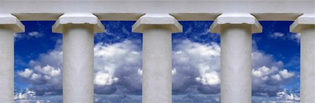 White temple pillars against summery blue sky Stock Photo - Budget Royalty-Free & Subscription, Code: 400-03915323