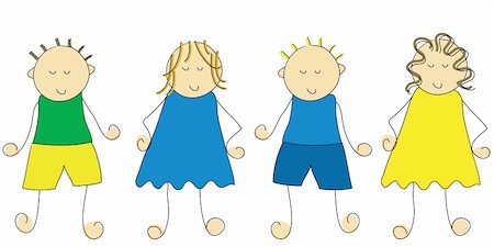 drawings of a girl and boy - Group of four cartoon children Stock Photo - Budget Royalty-Free & Subscription, Code: 400-03915520