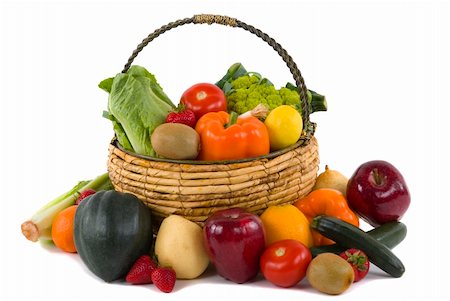 simsearch:6102-06471185,k - Different kinds of vegetables and fruits on white background Photographie de stock - Aubaine LD & Abonnement, Code: 400-03915682