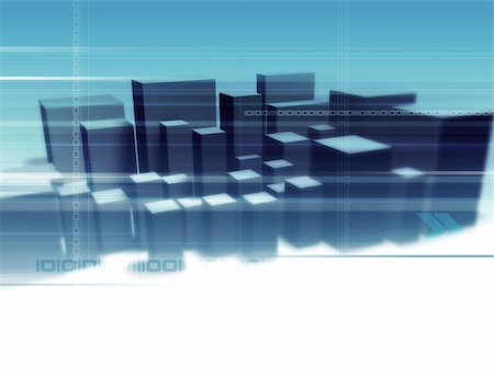 fusión (combinar) - Illustration and 3D-Rendering of an abstract city. Foto de stock - Super Valor sin royalties y Suscripción, Código: 400-03916945