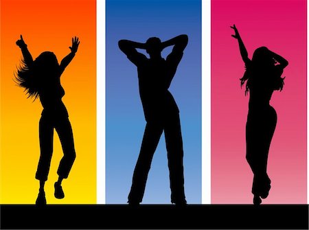 Silhouettes of people dancing Stock Photo - Budget Royalty-Free & Subscription, Code: 400-03917116