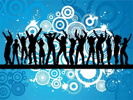 Silhouettes of people dancing on grunge background Stock Photo - Budget Royalty-Free & Subscription, Code: 400-03917119