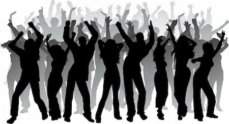 Silhouettes of lots of people dancing - each silhouette can be used independently Stock Photo - Budget Royalty-Free & Subscription, Code: 400-03917120