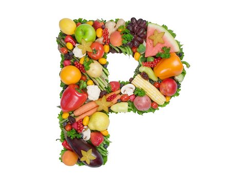 simsearch:6102-06471185,k - Letter made of fresh fruits and vegetables isolated on white Photographie de stock - Aubaine LD & Abonnement, Code: 400-03917134