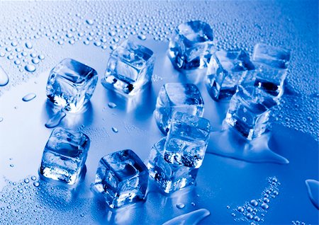 simsearch:649-08119128,k - Ice can refer any of the 14 known solid phases of water. However, in non-scientific contexts, it usually describes ice Ih, which is the most abundant of these phases in Earth's biosphere. This type of ice is a soft, fragile, crystalline solid, which can appear transparent or an opaque bluish-white color depending on the presence of impurities such as air. The manufacture and use of ice cubes or cr Stock Photo - Budget Royalty-Free & Subscription, Code: 400-03917633