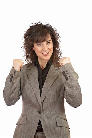 simsearch:400-03952911,k - Excited businesswoman gesture over a white background Stock Photo - Budget Royalty-Free & Subscription, Code: 400-03917768