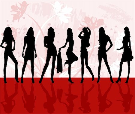 Sexy fashion girls  - vector silhouettes Foto de stock - Royalty-Free Super Valor e Assinatura, Número: 400-03918654