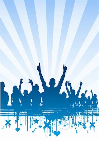 rock music clip art - Party crowd design - room for text. Foto de stock - Super Valor sin royalties y Suscripción, Código: 400-03918672