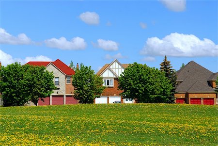 Residential upscale homes with park view in the spring Stock Photo - Budget Royalty-Free & Subscription, Code: 400-03918694