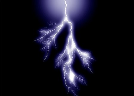 rayo de luz - Blue Lightning against black background Photographie de stock - Aubaine LD & Abonnement, Code: 400-03918874