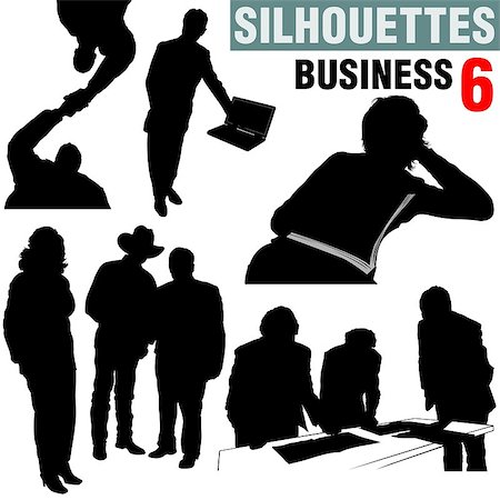 signing contract on computer - Silhouettes - Business 6 - high detailed black and white illustrations. Stock Photo - Budget Royalty-Free & Subscription, Code: 400-03910919