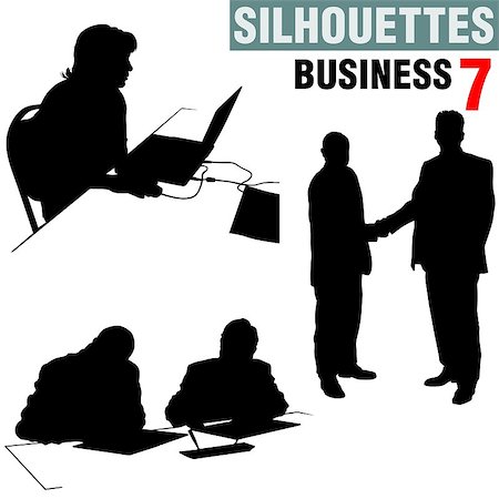 signing contract on computer - Silhouettes - Business 7 - high detailed black and white illustrations. Stock Photo - Budget Royalty-Free & Subscription, Code: 400-03910920