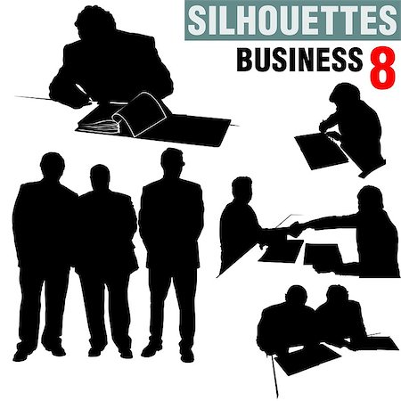 signing contract on computer - Silhouettes - Business 8 - high detailed black and white illustrations. Stock Photo - Budget Royalty-Free & Subscription, Code: 400-03910921