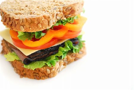 simsearch:400-03939080,k - Big healthy sandwich with vegetables and meat close up Foto de stock - Super Valor sin royalties y Suscripción, Código: 400-03911115