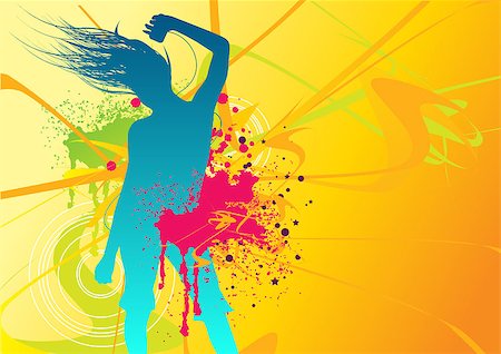 simsearch:400-04443834,k - Illustration of a female dancing with fresh elements Fotografie stock - Microstock e Abbonamento, Codice: 400-03911775