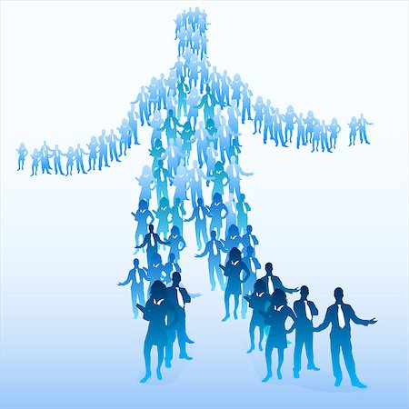 simsearch:400-08291595,k - Huge crowd of people making up one person. Team Concept. Photographie de stock - Aubaine LD & Abonnement, Code: 400-03912175