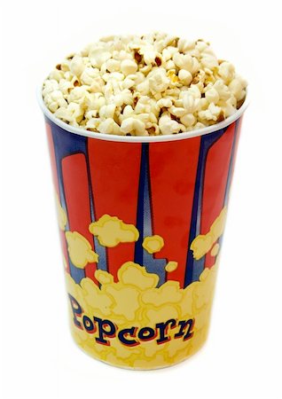 paper bag for corn - Fresh delicious popcorn isolated on the white Stock Photo - Budget Royalty-Free & Subscription, Code: 400-03912610