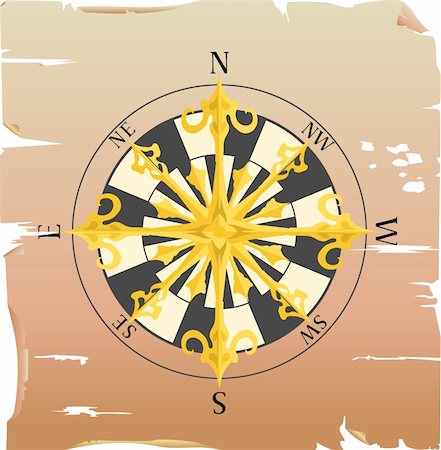 el viejo sur - a vector compass on a piece of paper Foto de stock - Super Valor sin royalties y Suscripción, Código: 400-03913231
