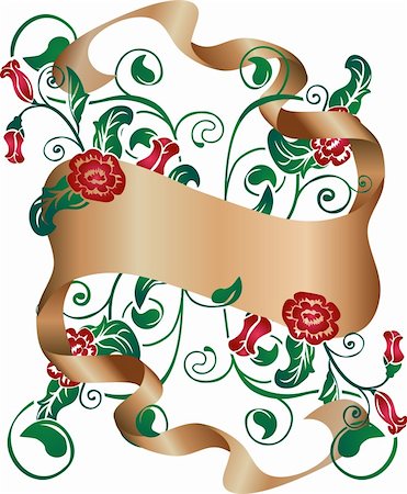 flower border design of rose - Floral design element with scroll Stock Photo - Budget Royalty-Free & Subscription, Code: 400-03913261