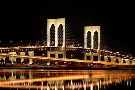 The night of Sai Van bridge in Macau Stock Photo - Budget Royalty-Free & Subscription, Code: 400-03925034