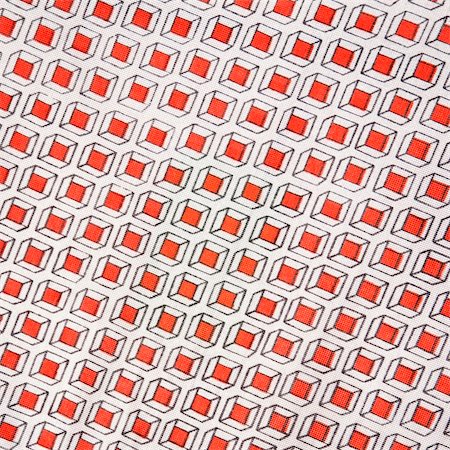 Close-up of vintage fabric with repetitive red cube designs printed on polyester. Photographie de stock - Aubaine LD & Abonnement, Code: 400-03925758