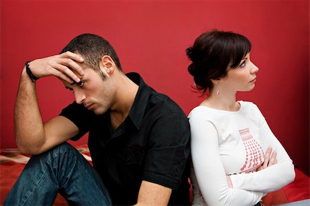 sad and quiet woman - relationship difficulties: young couple having a fight Stock Photo - Budget Royalty-Free & Subscription, Code: 400-03925849