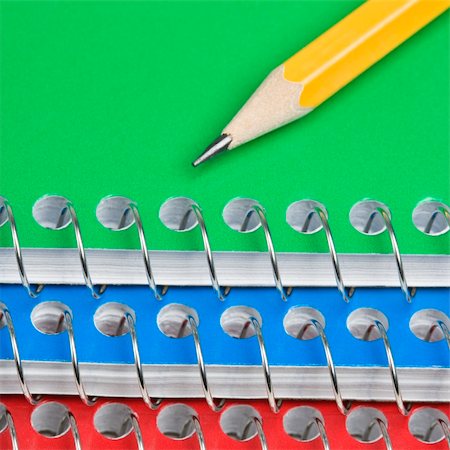 simsearch:400-03926032,k - Close up of pencil on top of three spiral bound notebooks. Stock Photo - Budget Royalty-Free & Subscription, Code: 400-03926057