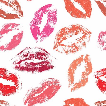 simsearch:400-05122673,k - Seamless pattern, print of lips, vector illustration Photographie de stock - Aubaine LD & Abonnement, Code: 400-03926323