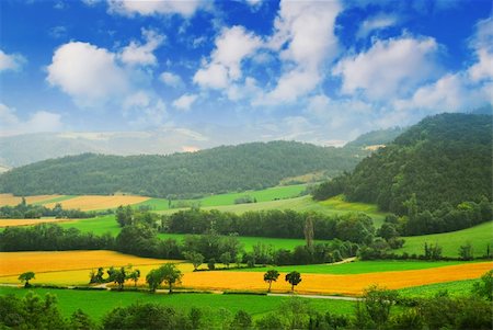 simsearch:400-03931546,k - Rural landscape with hills and mountains in eastern France Foto de stock - Royalty-Free Super Valor e Assinatura, Número: 400-03926343