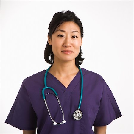 simsearch:685-02938515,k - Asian woman doctor head and shoulder portrait against white background. Stock Photo - Budget Royalty-Free & Subscription, Code: 400-03926392