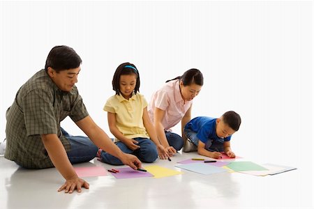 filipina mother daughter - Asian parents sitting on floor with children coloring. Photographie de stock - Aubaine LD & Abonnement, Code: 400-03926484