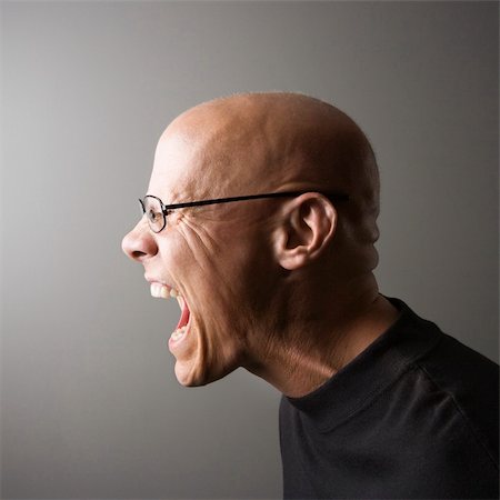 Profile portrait of mid-adult Caucasian male screaming. Stock Photo - Budget Royalty-Free & Subscription, Code: 400-03926835