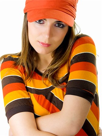 simsearch:693-07444529,k - Beautiful young woman portrait with a orange hat Stock Photo - Budget Royalty-Free & Subscription, Code: 400-03927203