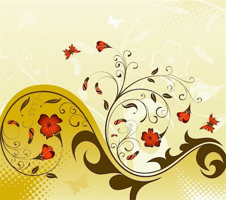 simsearch:400-03927337,k - Flower background with butterfly, element for design, vector illustration Stock Photo - Budget Royalty-Free & Subscription, Code: 400-03927230